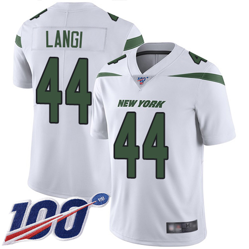 New York Jets Limited White Men Harvey Langi Road Jersey NFL Football #44 100th Season Vapor Untouchable